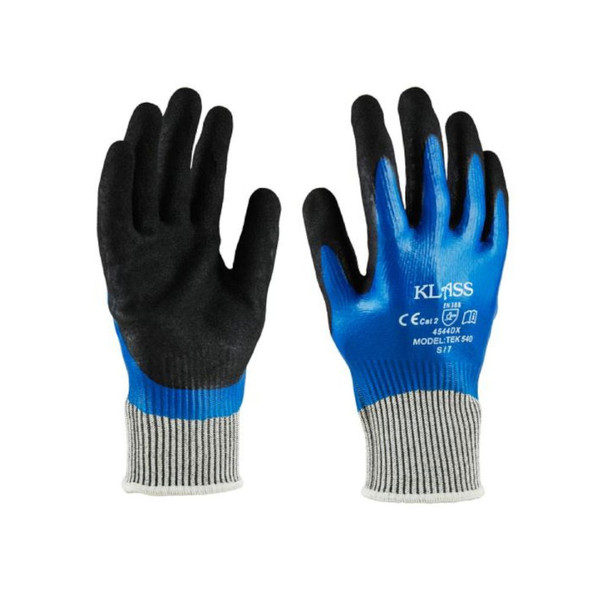 Nitrile Coated Cut Level D Glove - Blue/Black - (Size 9)
