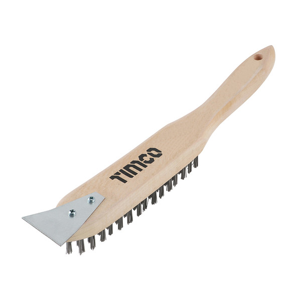 TIMCO Scratch Brush with Scraper - Stainless Steel - 4 Rows