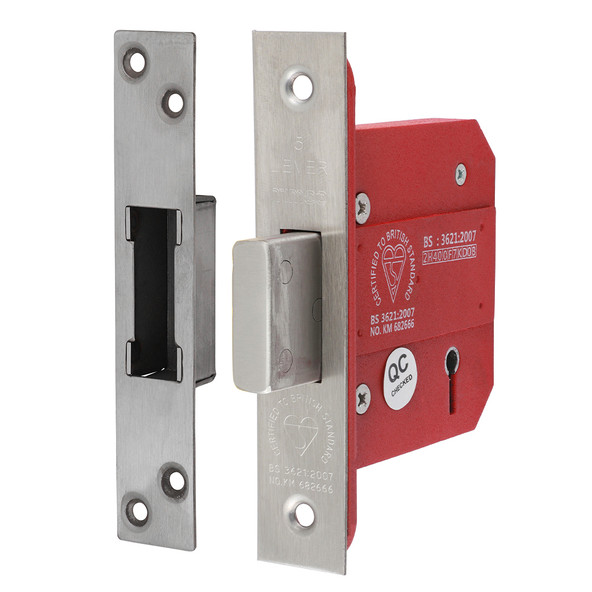 TIMCO 5 Lever British Standard Deadlock - Stainless Steel - Satin - 78 case / 57 backset