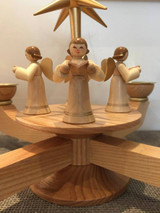 Advent Large Candle Holder Natural with Gold Star - Standing Angels (SECONDS)