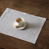 Fog Linen Placemat - Ivory with Navy Check