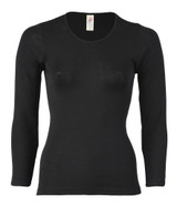 Engel Organic Merino Wool/Silk Women's Long Sleeved Shirt - Grey Melange