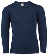 Engel Organic Merino Wool/Silk Kids Shirt - Navy
