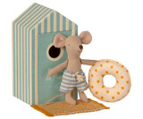 Maileg Beach Mouse -  Little Brother in Cabin de Plage