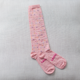 Lamington Knee High Length Wool Socks - Hundreds and Thousands ( pink with rainbow dots)