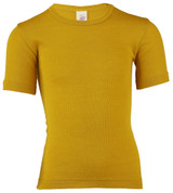 ngel Organic Merino Wool/Silk Kids Shirt Short Sleeve - Saffron