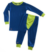 Wee Woollies Pajama 2 Piece Set - Blue Spruce/Lichen (blue/bright green)