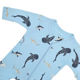 Kyte Baby Bamboo Zippered Footie in Stream Shark