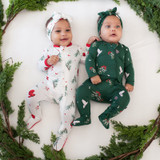 Kyte Baby Bamboo Zippered Footie in Mistletoe