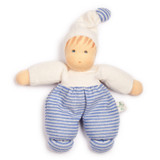 Nanchen Terry Cuddle Doll Mopschen - Light Blue Striped with White Top