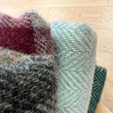 Pure Wool Throw - Seagreen Herringbone