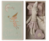 Maileg Tooth Fairy Little Sister Mouse in Matchbox - Heather 