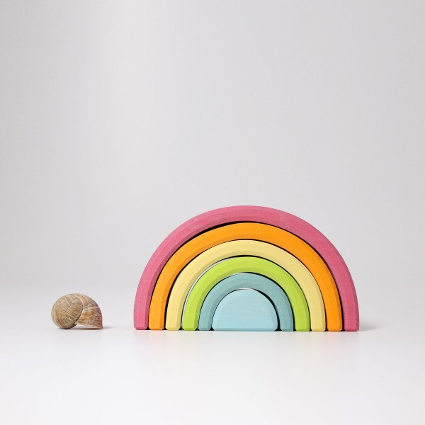 Grimm's Wooden Pastel Rainbow Medium Grimm's Toys Canada Ava's