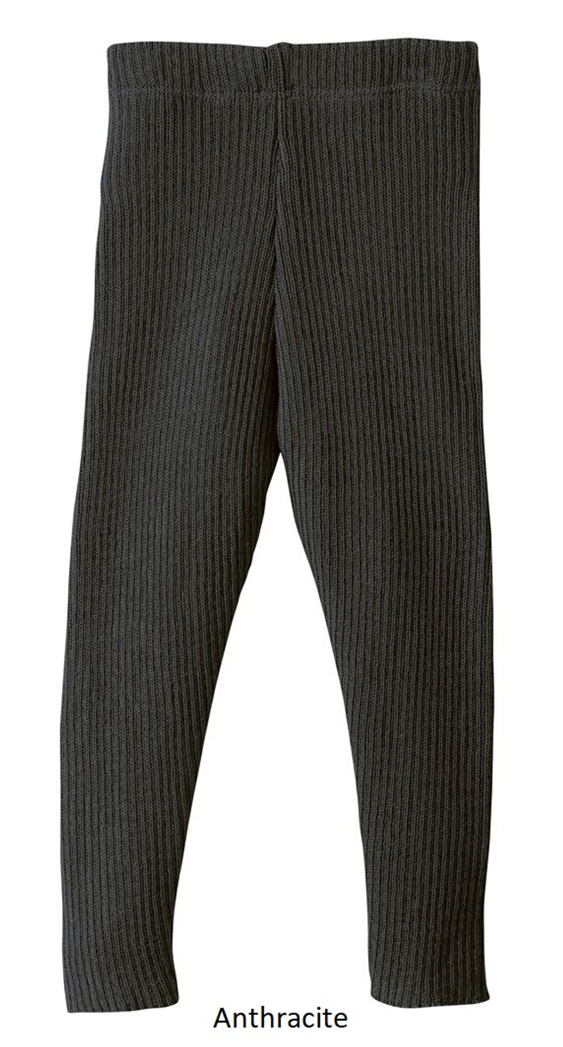 Wool fine-rib leggings with logo tag in Grey for