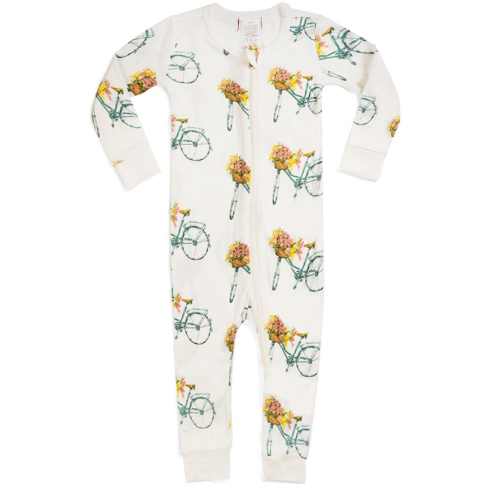 Milkbarn Bamboo Zipper Pajamas - Floral Bicycle