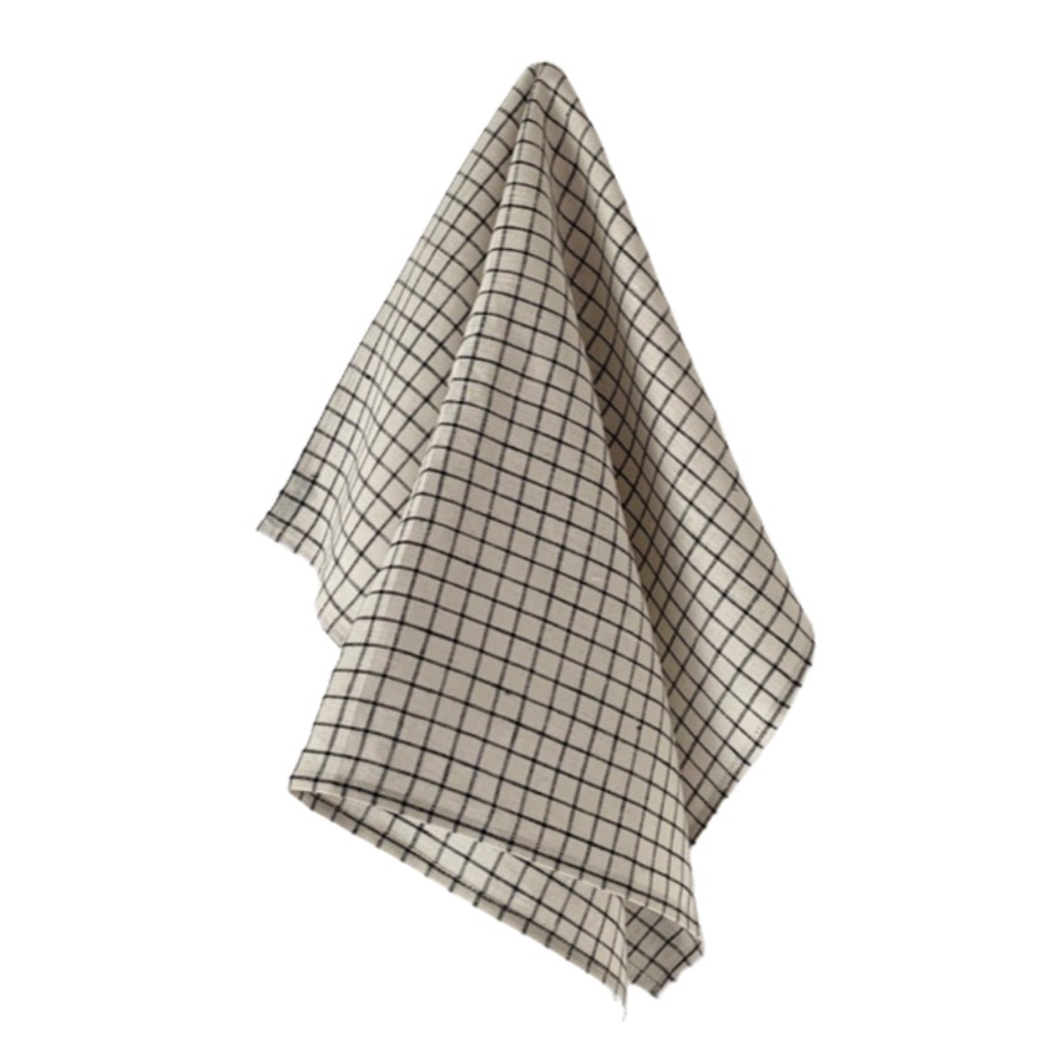 Fog Linen Tea Towel - Ivory with Navy Check