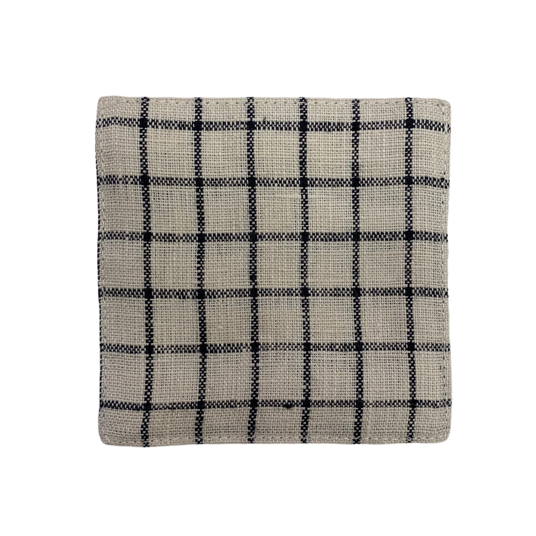 Fog Linen Coasters Set of 6 - Ivory with Navy Check