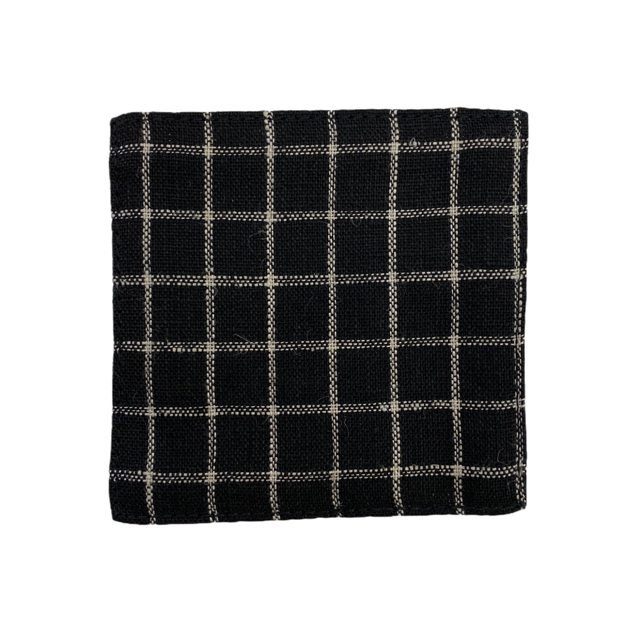 Fog Linen Coasters Set of 6 - Black with Beige Plaid