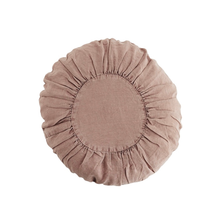 Round Linen Cushion Rose Scandinavian Linen Cushion Ava's Appletree