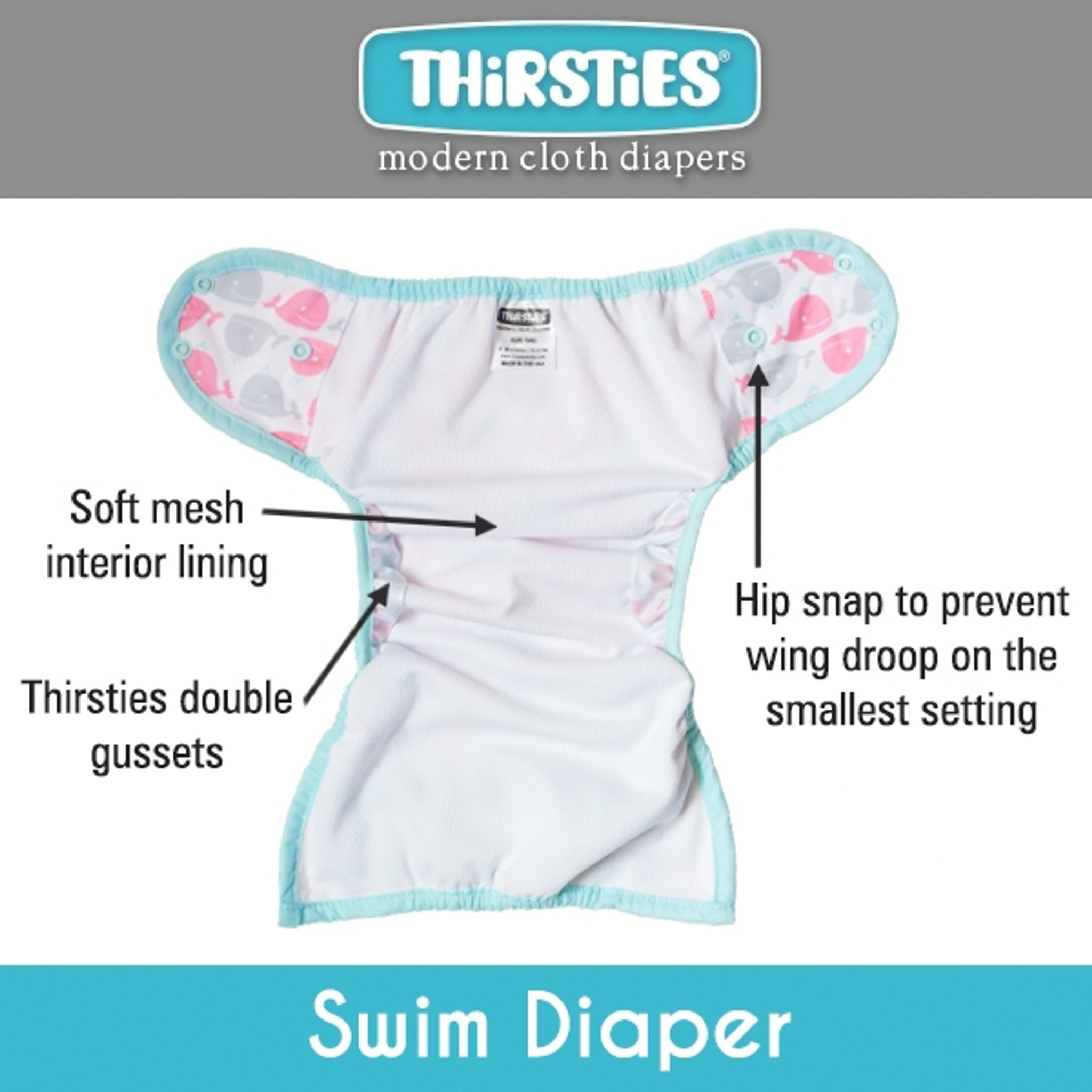 Thirsties Swim Diaper Sakura - Reusable Swim Diaper - Ava's Appletree