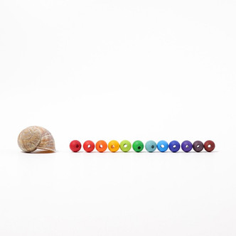 Grimm's 120 Small Wooden Beads - Rainbow (12 mm)