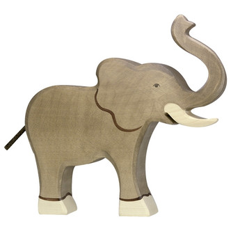Elephant with Trunk Raised by Holztiger