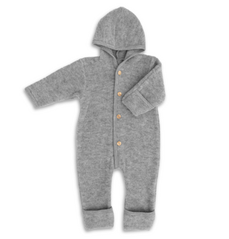 Engel Wool Fleece Hooded Overalls - Light Grey