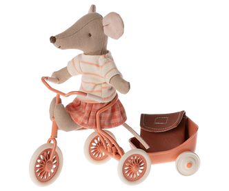 Maileg Tricycle Mouse - Big Sister with Coral Bag