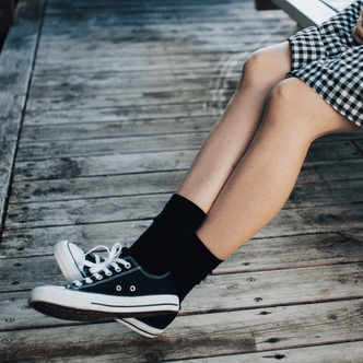 Lamington Crew Length Merino Wool Socks Woman - Black Rip