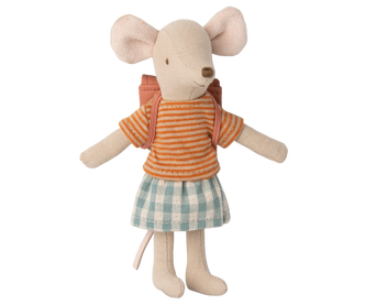 Maileg Tricycle Mouse - Big Sister with Old Rose Bag