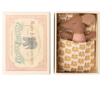 Maileg Sleepy/Wakey Baby Mouse in Box - Rose