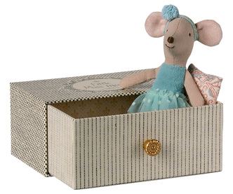 Maileg Dance Mouse in Daybed, Little Sister - Blue