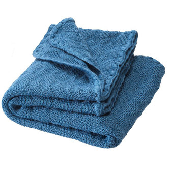 Disana Knitted Organic Merino Wool Baby Blanket - Dove Blue