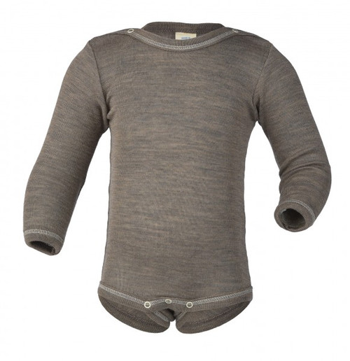 Engel Baby Body Snaps Organic Merino Wool/Silk - Walnut
