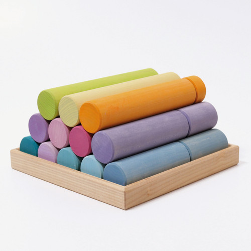 Grimm's Buiding Rollers, Large Pastel - 25pcs 