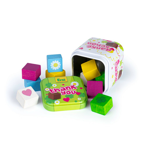 Erzi Chocolate Cubes in a Tin