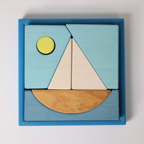 Grimm's Building Set Creative Puzzle - Boat Blue