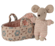 Maileg Baby Mouse in Carry Cot - Rose