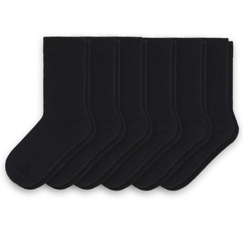 Sugar Free Sox Womens Health & Comfort Black Flat Knit Non-binding Comfort Crew Socks 6 Pack (M)