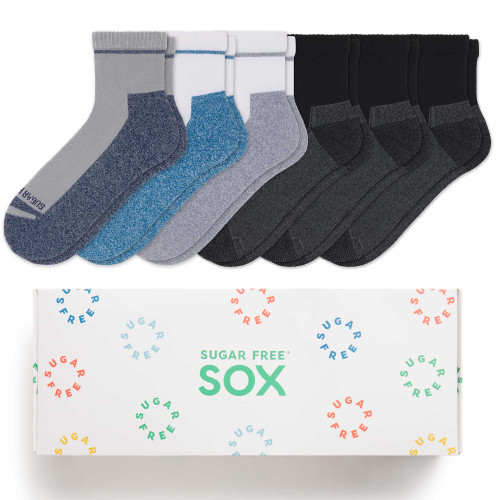 Sugar Free Sox Gift Box | Active Fit Non-binding Comfort Assorted Ankle Socks 6 pairs (L)