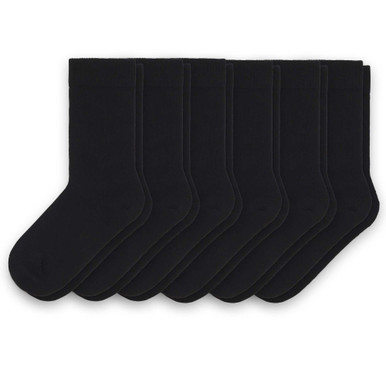 MD USA Flat Knit Micro-Fiber Compression Socks, Black, Large (Pack of 6)