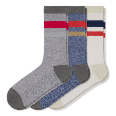 Everyday Athletic Striped Crew Socks col. White