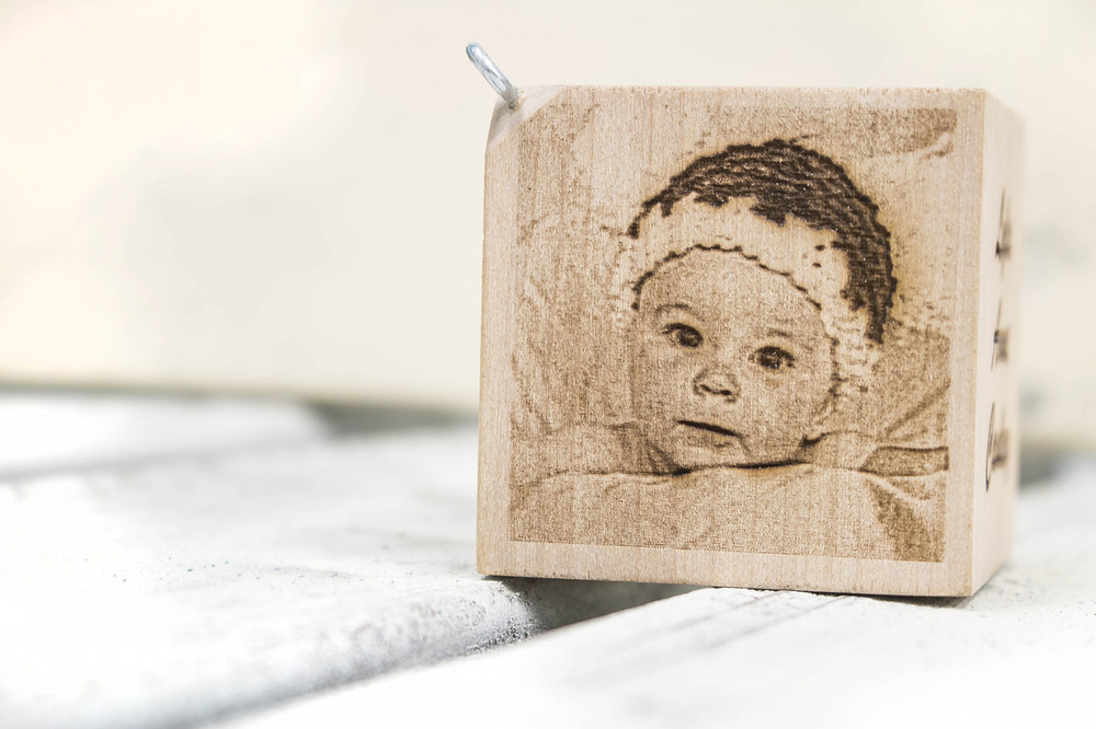 Photo Engraved Baby Block Ornament