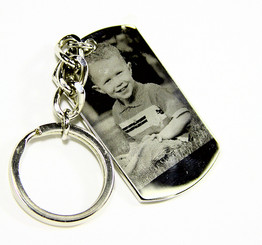 Rhodium Photo Engraved Dog Tag