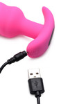 21X Vibrating Silicone Swirl Butt Plug w/ Remote Control - Pink