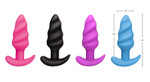 21X Vibrating Silicone Swirl Butt Plug w/ Remote Control - Pink