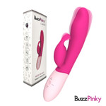 Rabbit Vibrator – BuzzPinky Classic Buzz Bunny, Cerise Dual Stimulator Main