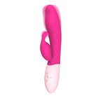 Rabbit Vibrator – BuzzPinky Classic Buzz Bunny, Cerise Dual Stimulator side
