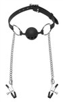 Hinder Breathable Silicone Ball Gag With Nipple Clamps