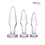 Unleash Your Desires with the BuzzPinky Classic 3 Piece Glass Anal Plug Set: Where Pleasure Meets Sophistication